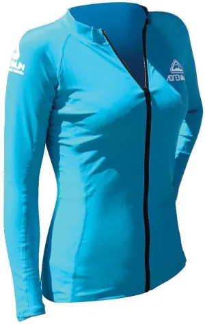Adrenalin Ladies Zippered Rash Vest Beach Swimming Shirt - Aqua