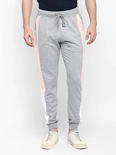Alan Jones Clothing Men's Cotton Solid Slim Fit Joggers Track Pants (JOG21-P103_Melange_3XL)