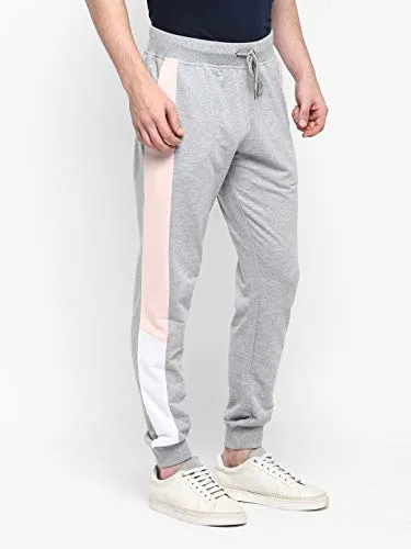 Alan Jones Clothing Men's Cotton Solid Slim Fit Joggers Track Pants (JOG21-P103_Melange_3XL)