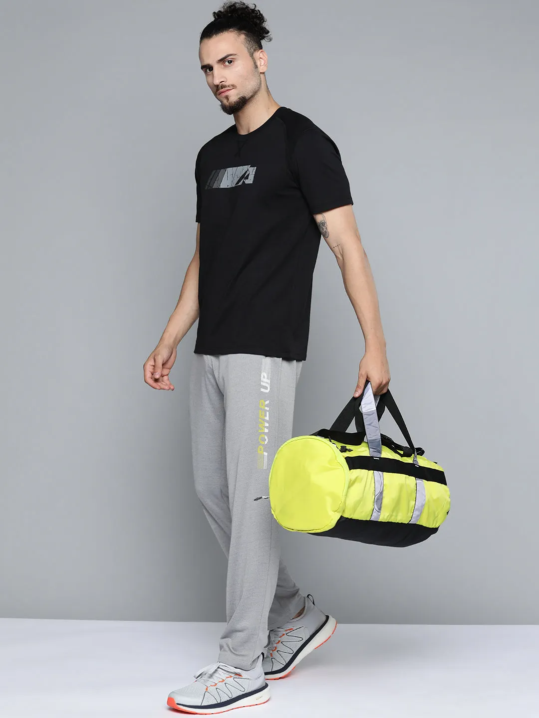 Alcis Men Grey Melange Printed Track Pants
