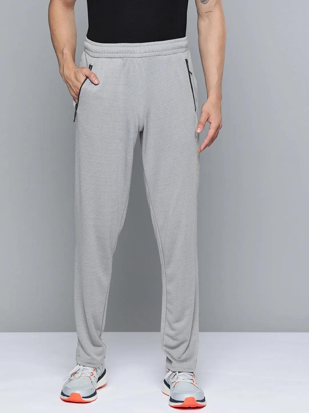 Alcis Men Grey Melange Printed Track Pants