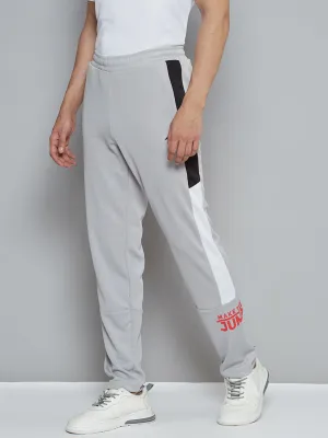 Alcis Men Grey Typography Print Slim Fit Running Track Pants