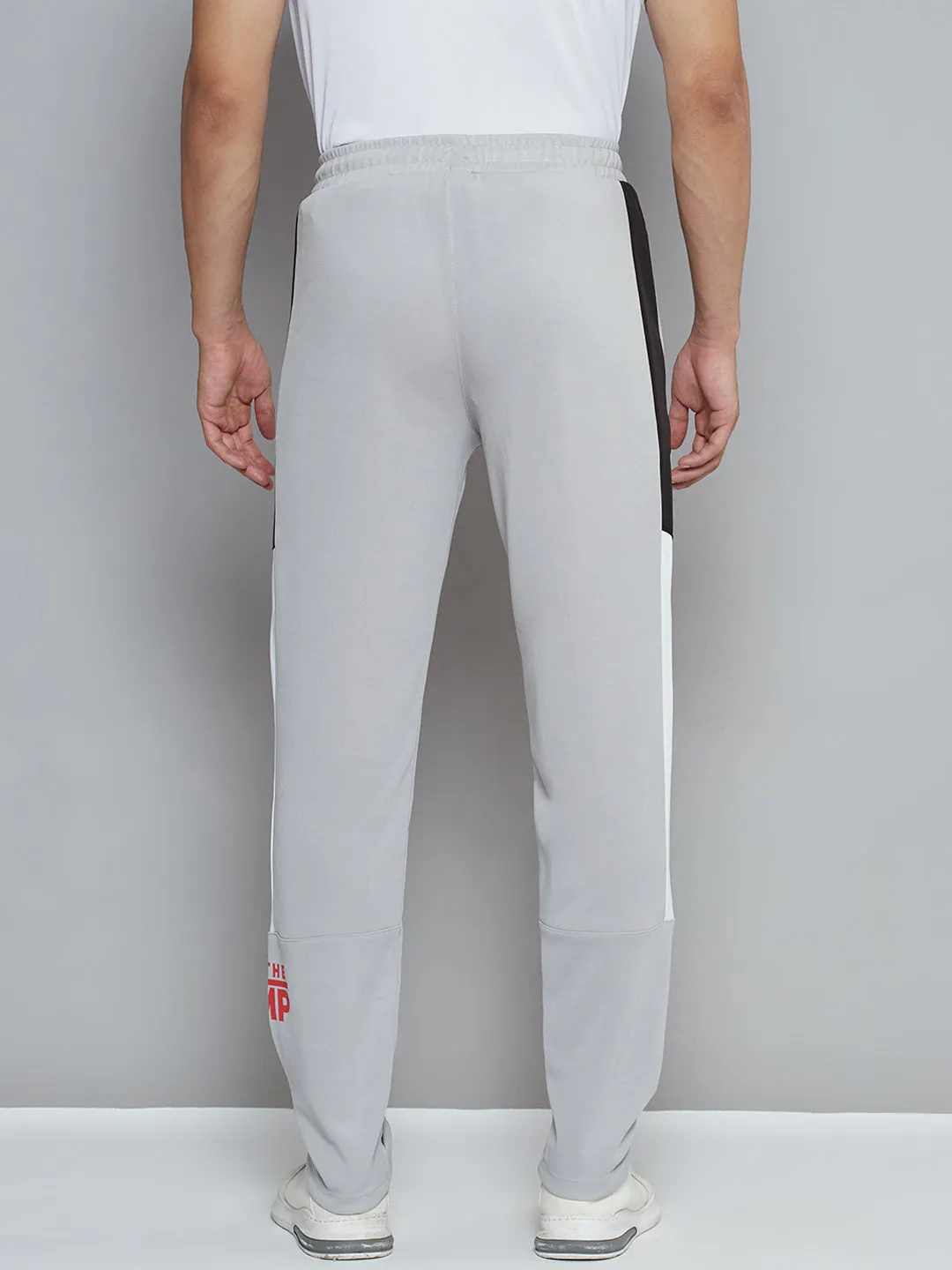 Alcis Men Grey Typography Print Slim Fit Running Track Pants