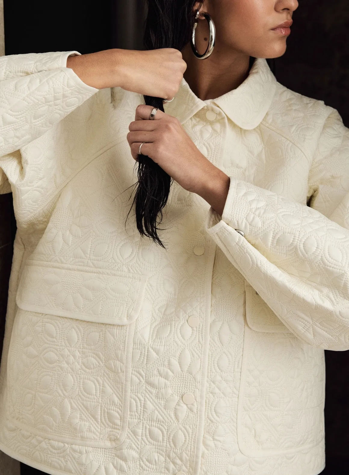 Almond White Patchwork Femme Jacket