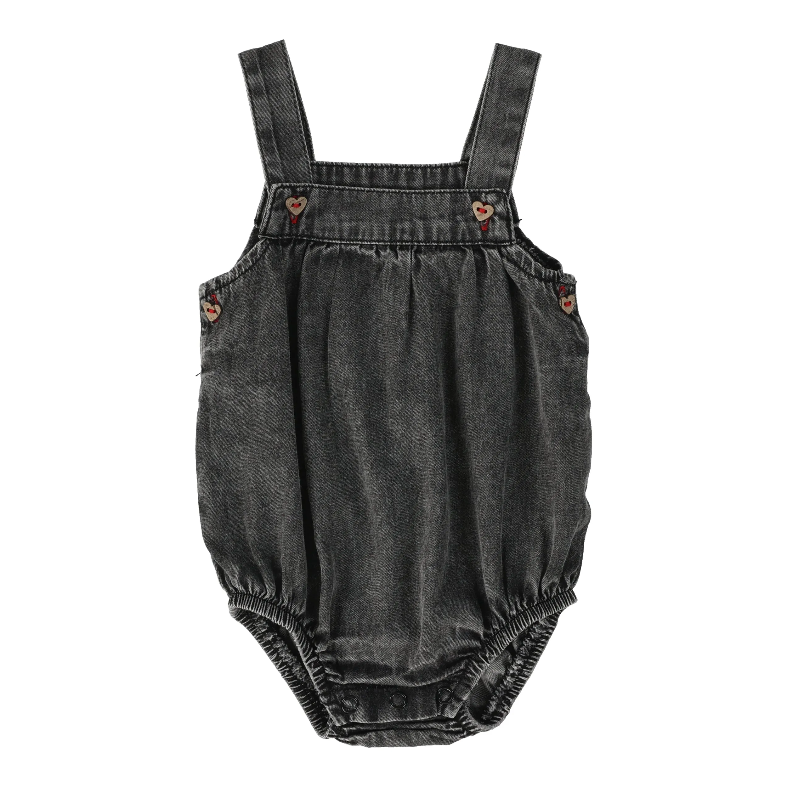 Analogie Stonewash Girls Romper - Black Wash