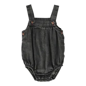 Analogie Stonewash Girls Romper - Black Wash