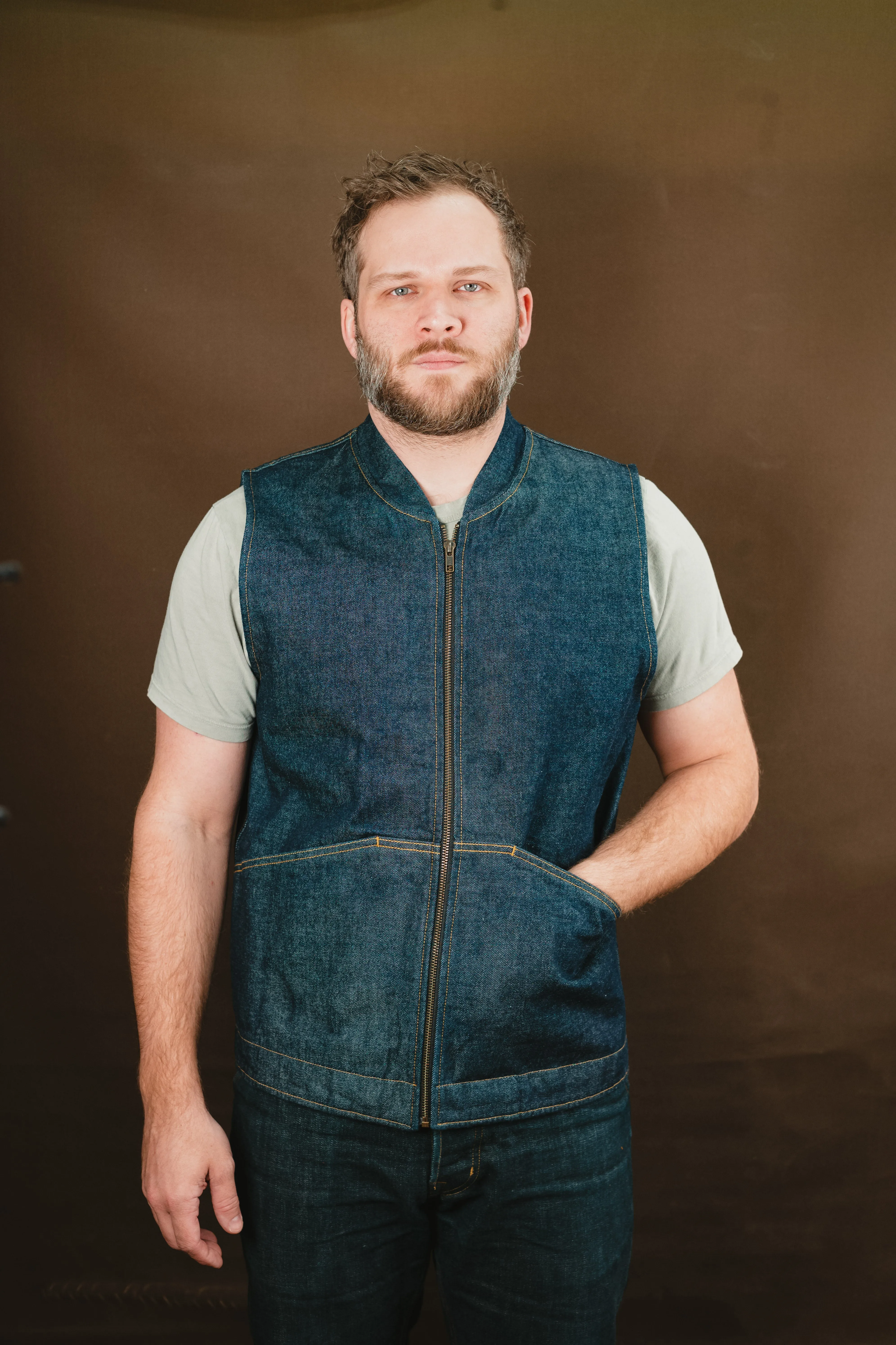 Ansel Vest - Rinsed Vidalia Mills Selvedge Denim - One Off - Large