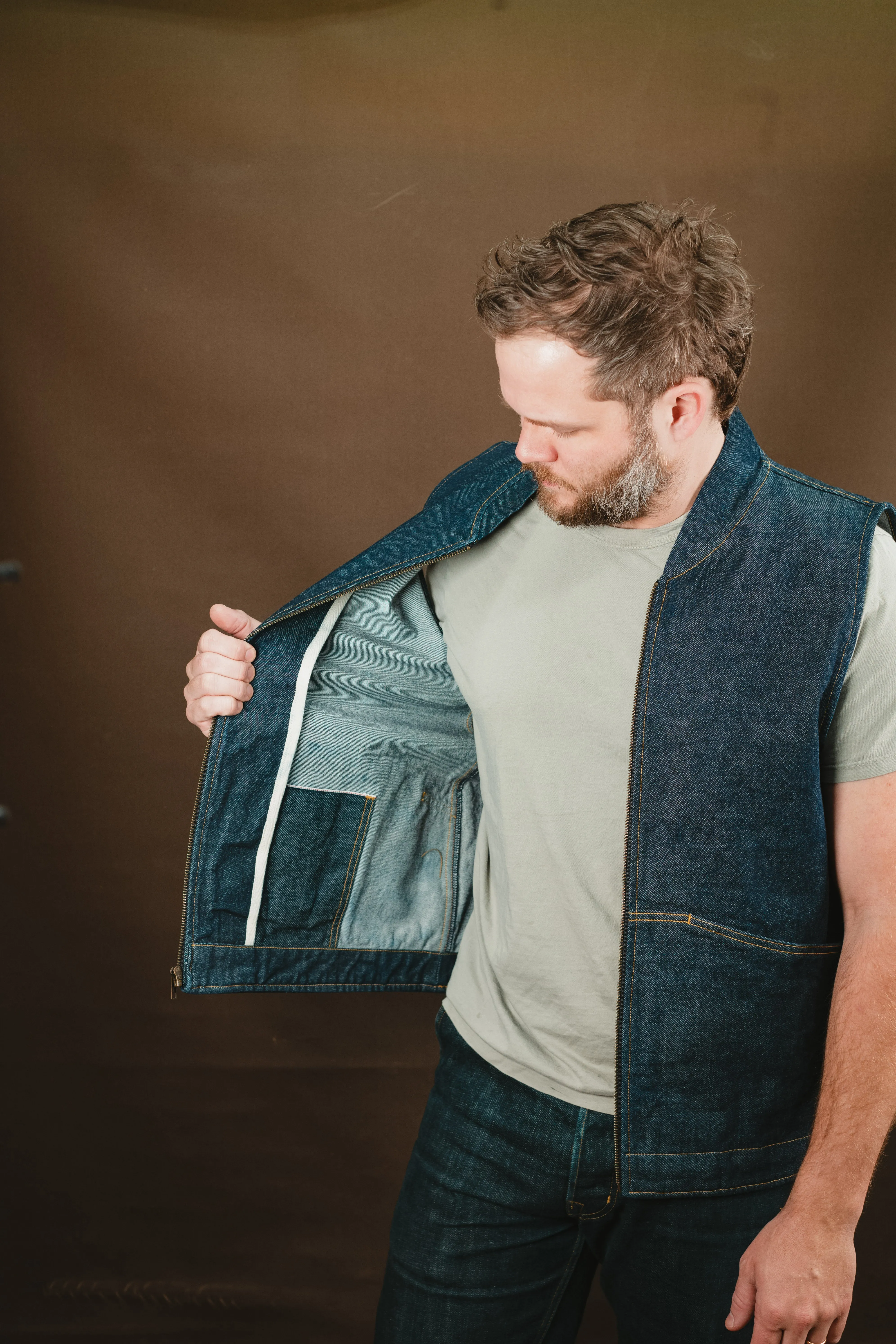 Ansel Vest - Rinsed Vidalia Mills Selvedge Denim - One Off - Large