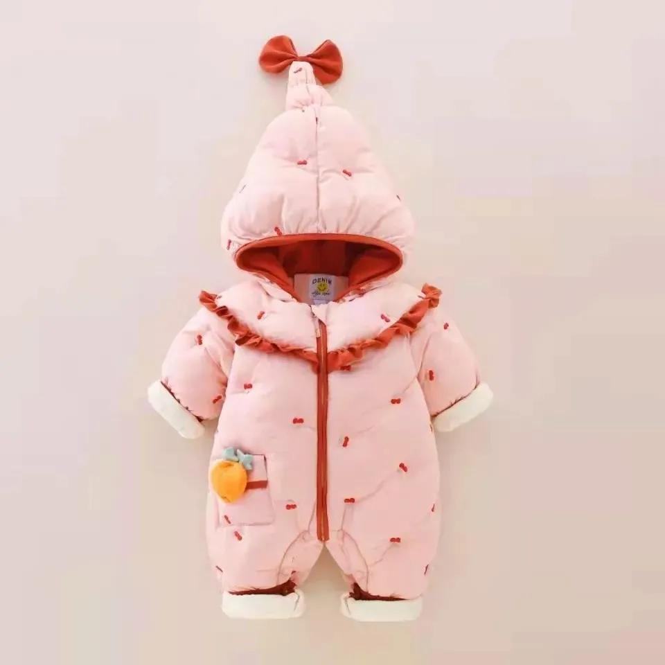 Baby Clothes, Children's Clothes, Down Cotton Clothes, Autumn and Winter Plush Thickened One-piece Clothes, Outdoor Clothes, Cotton Clothes