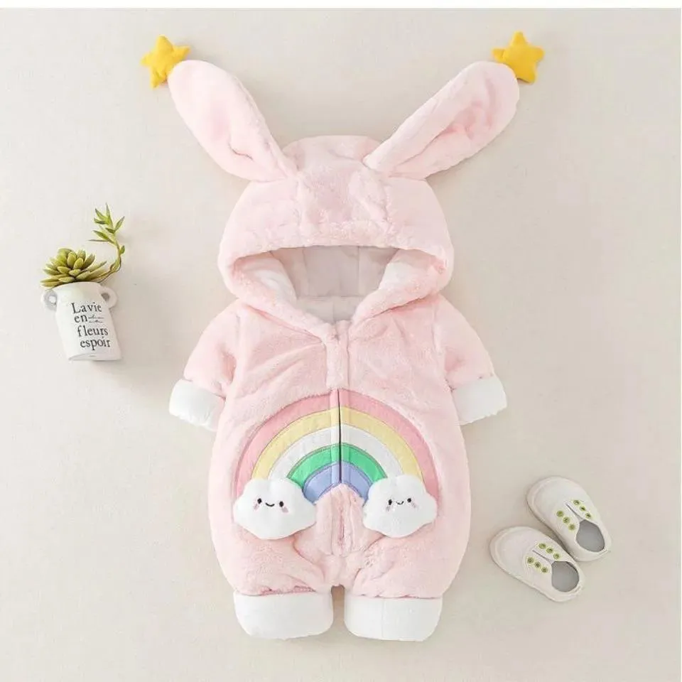 Baby Winter Clothes Autumn Winter Suit Cotton Padded Clothes Female Princess Goes Out To Hold Clothes Baby Thickened Lovely Winter One-piece Clothes