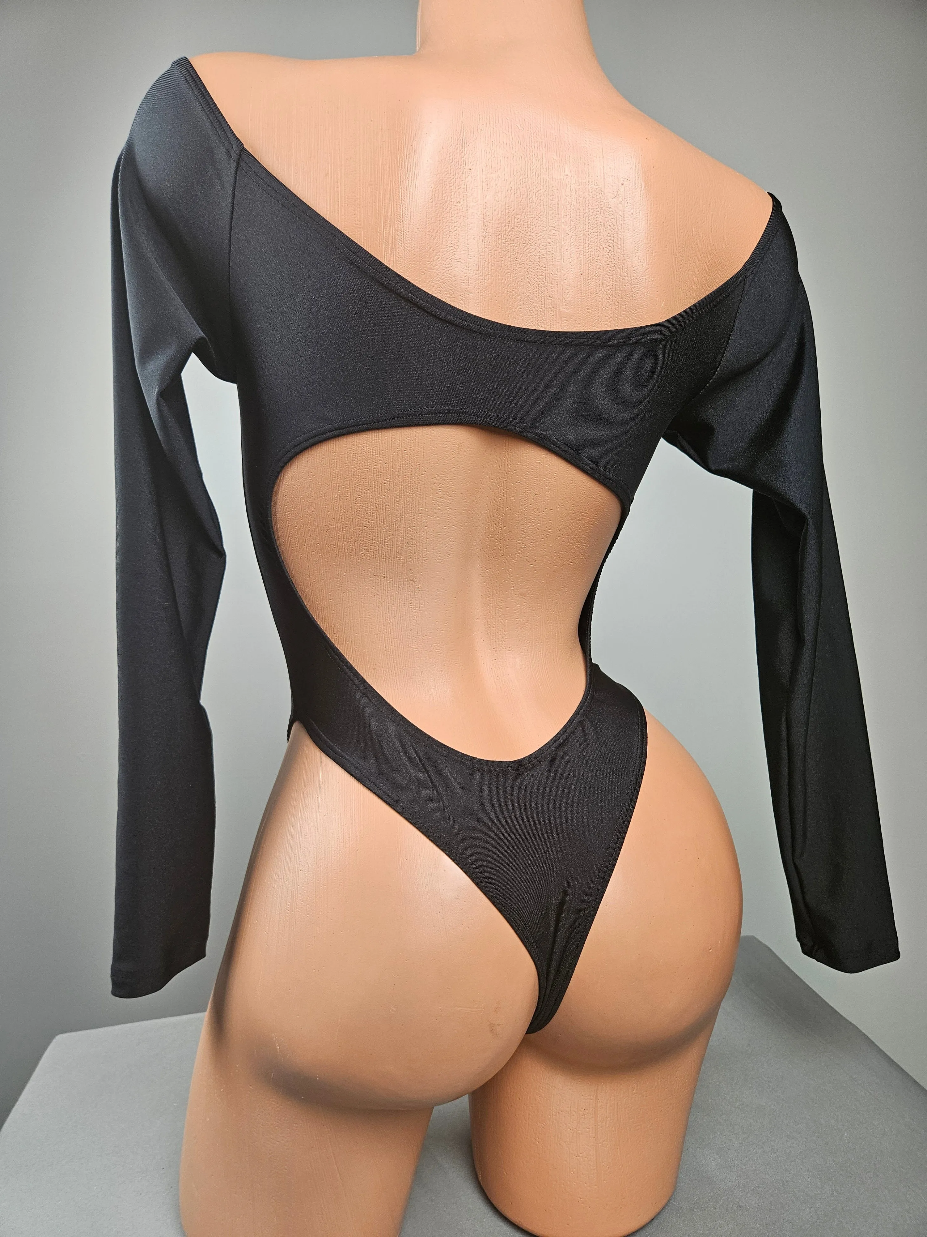 Black Lace Up Long Sleeve Romper
