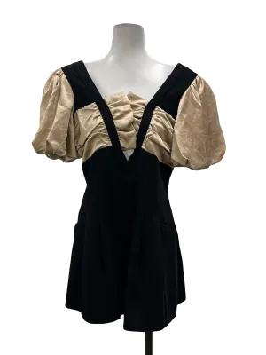 Black Puff Sleeve Romper