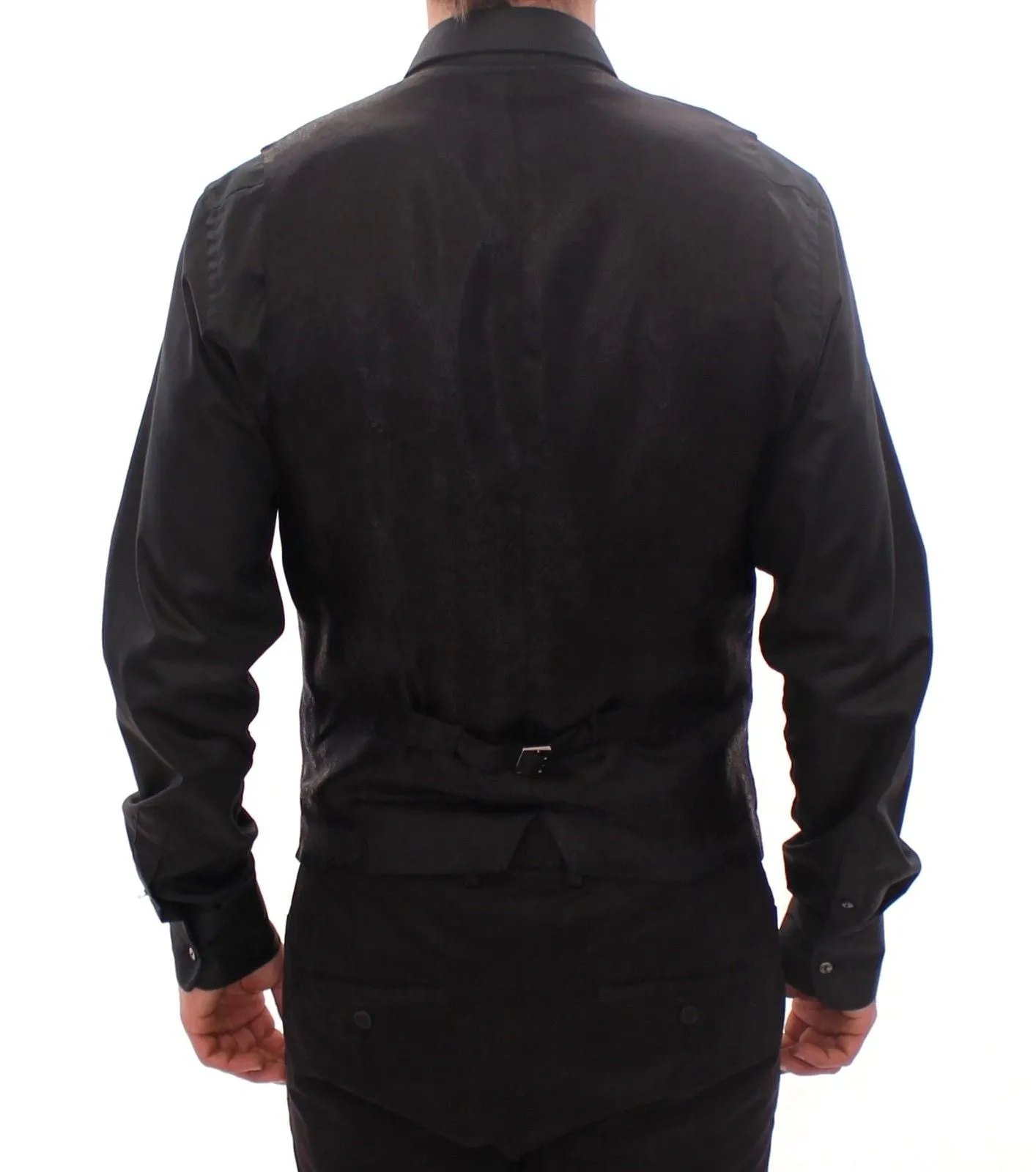 Black Wool Single Breasted Vest Gilet