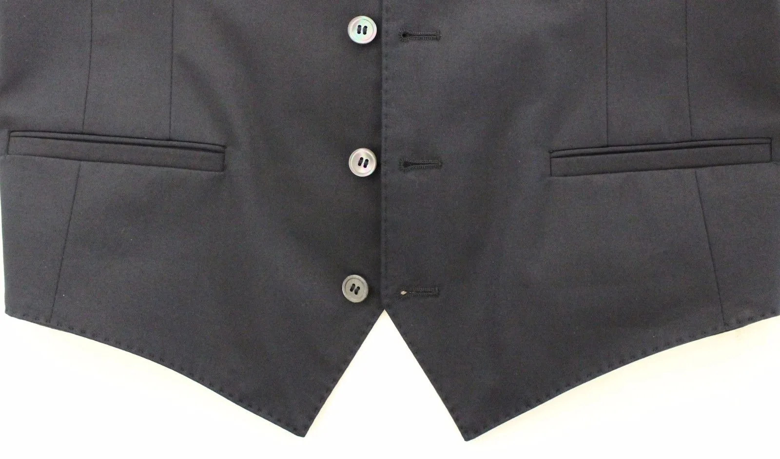 Blue Cotton Stretch Dress Vest Blazer