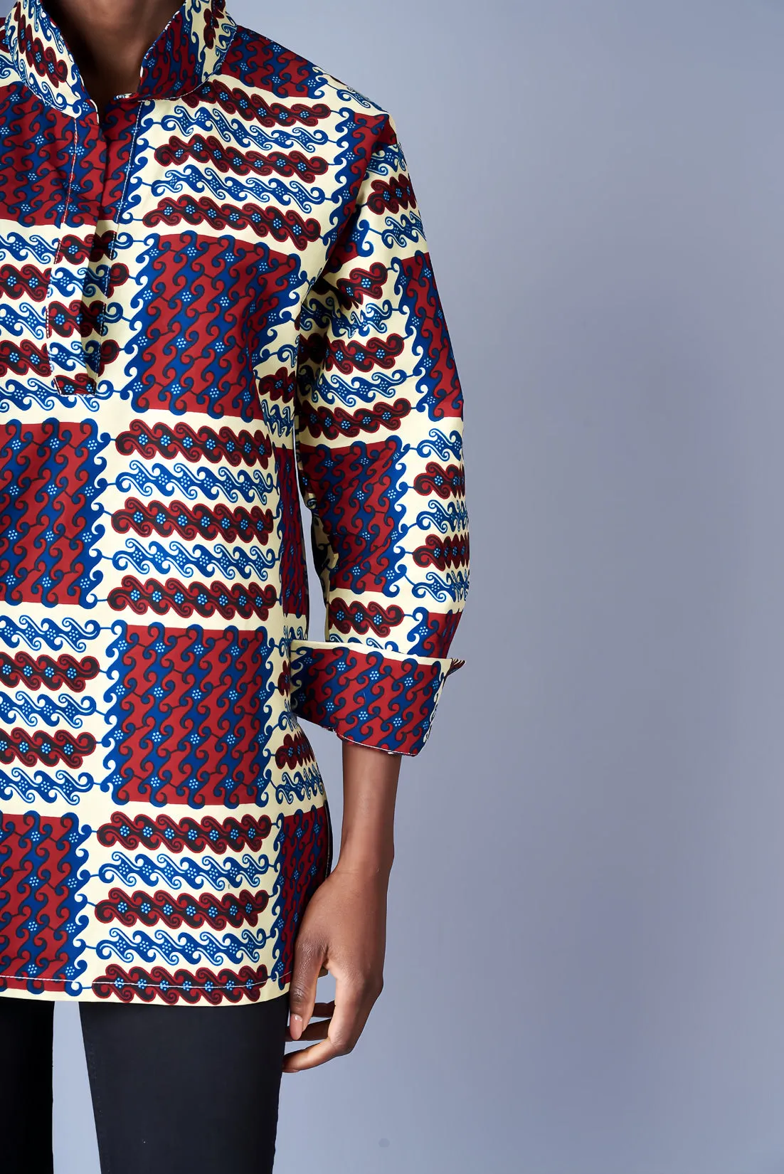 BOYFRIEND BLOUSE IN RED & BLUE