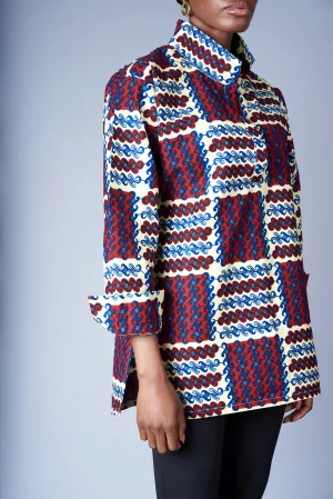 BOYFRIEND BLOUSE IN RED & BLUE