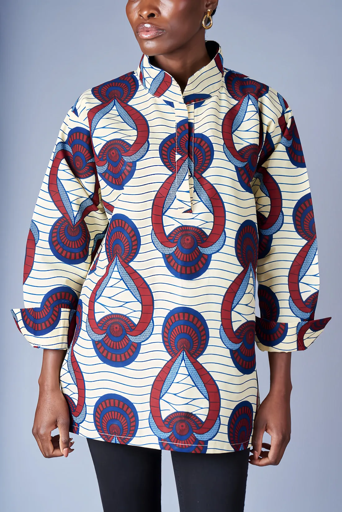 BOYFRIEND BLOUSE IN RED, BLUE, CREAM