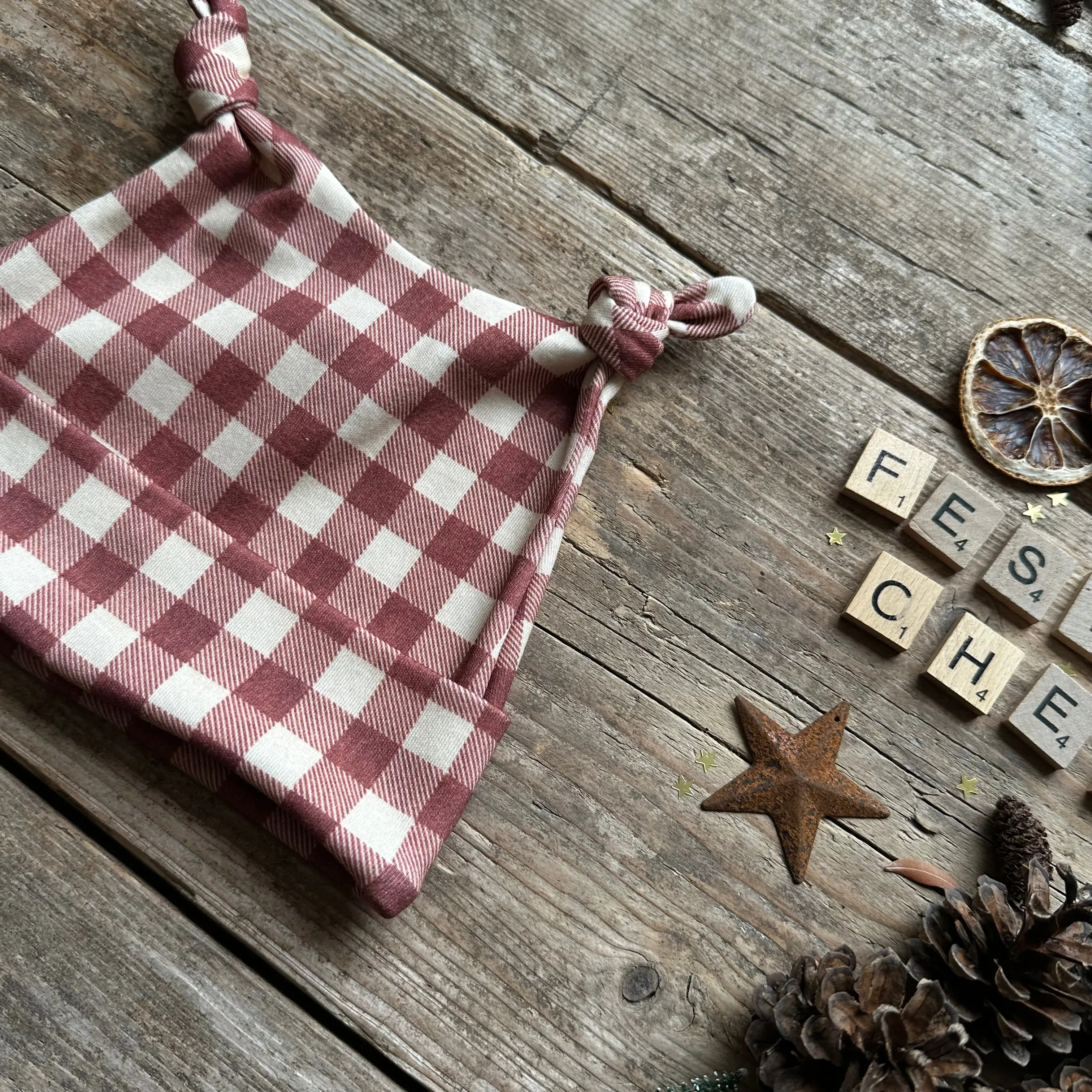 Burgundy Check Knotted Hats | Ready To Post