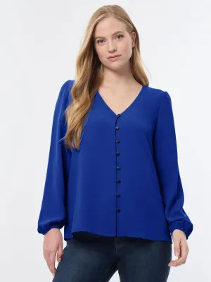 Button Front Blouse, Jasper Crepe
