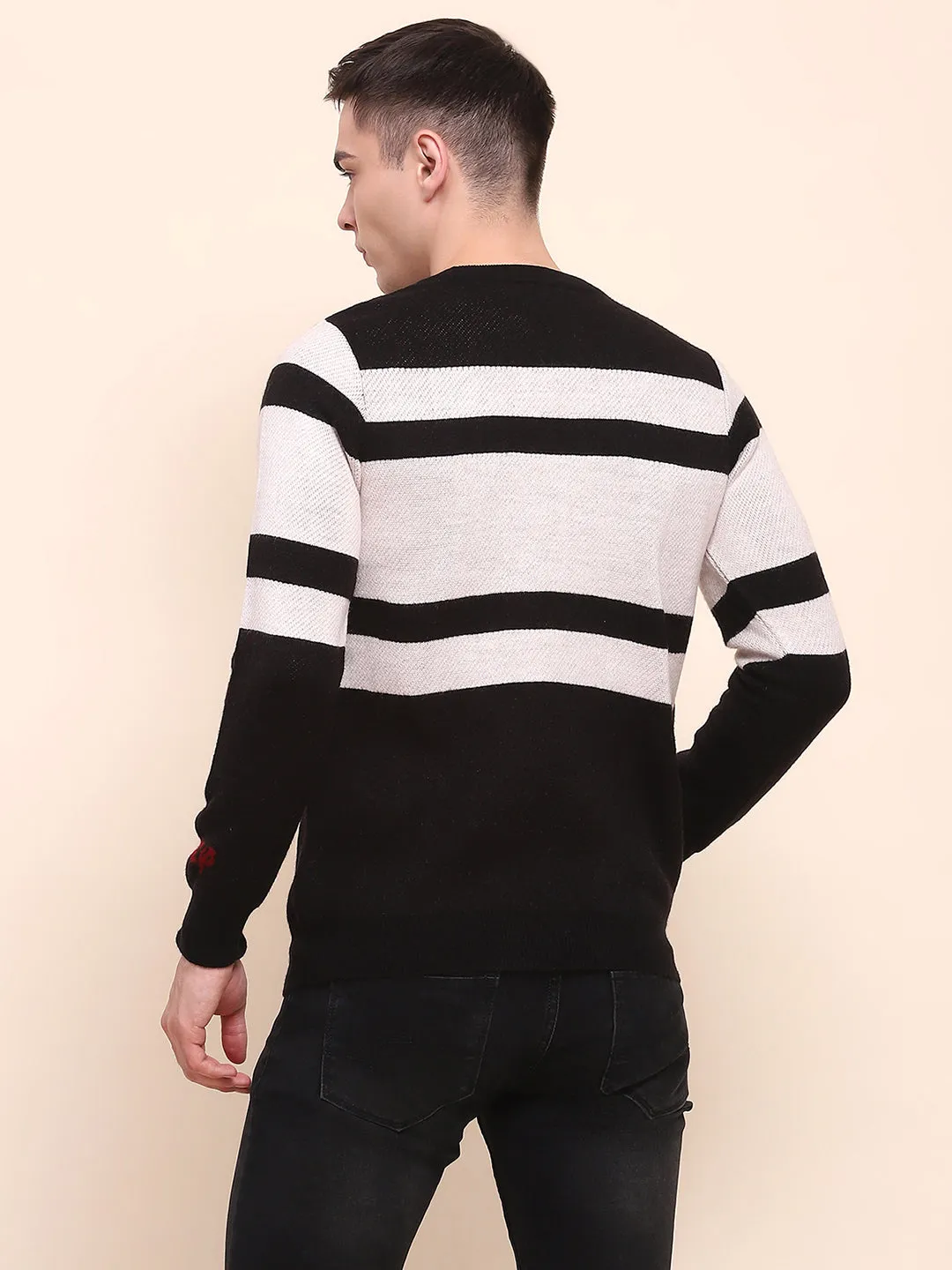 Camla Barcelona Striped Disney Printed Black Sweater