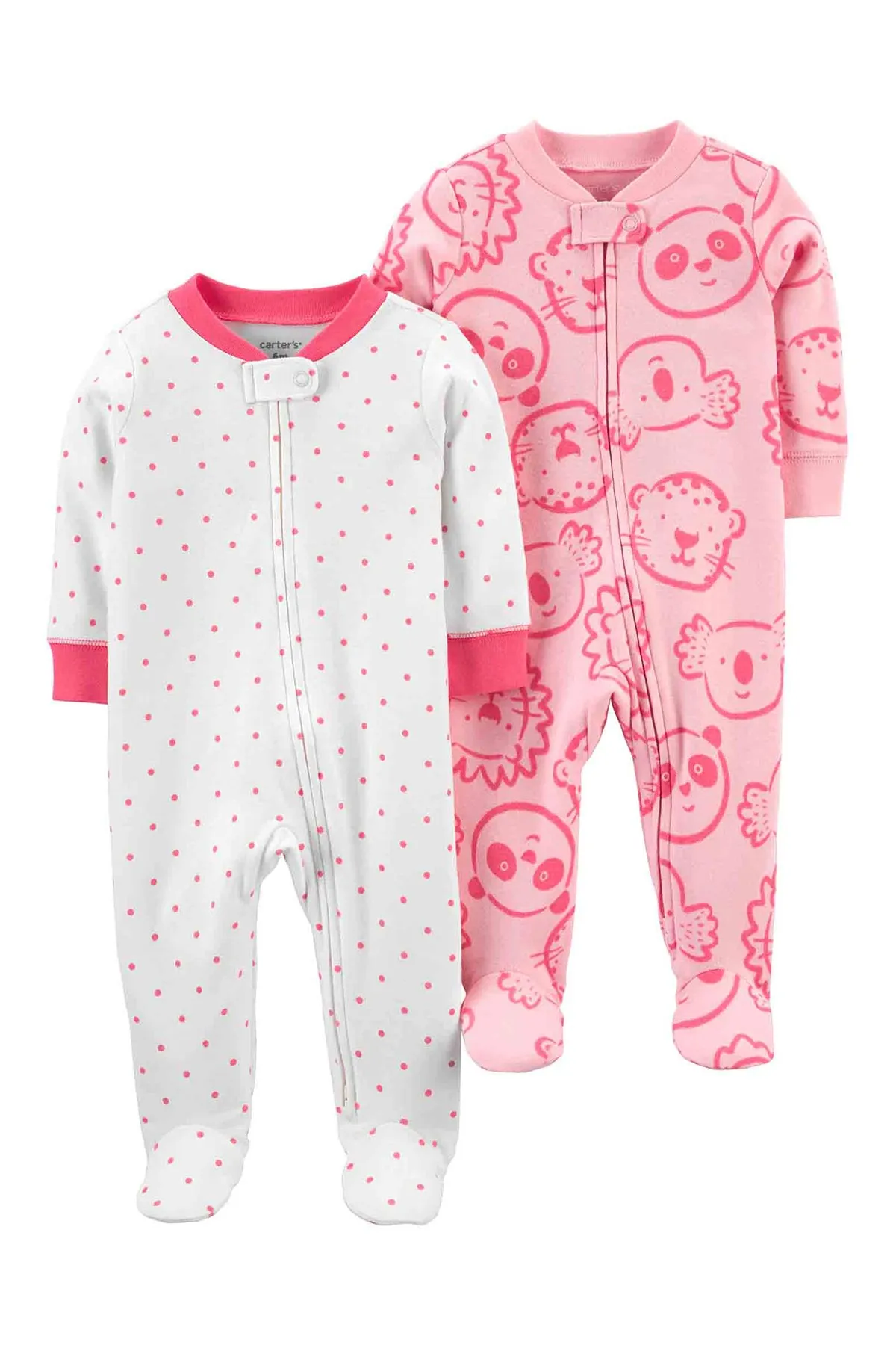carter Baby Girl Animal Printed Long Sleeve Sleep&Play Rompers 2-Pack