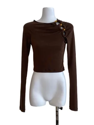 Coffee Brown Chained Crop Top