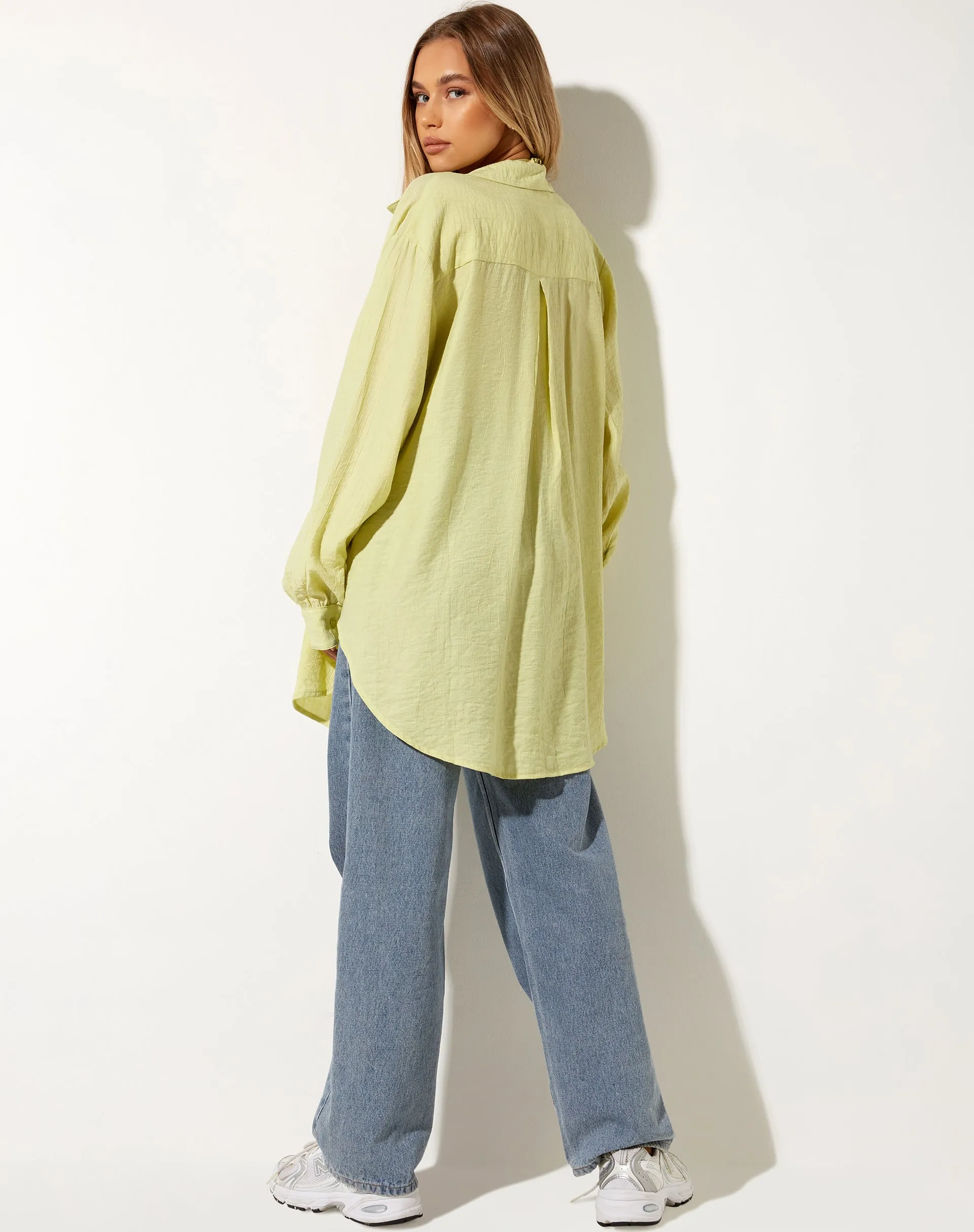 Dael Oversized Shirt in Crinkle Sage