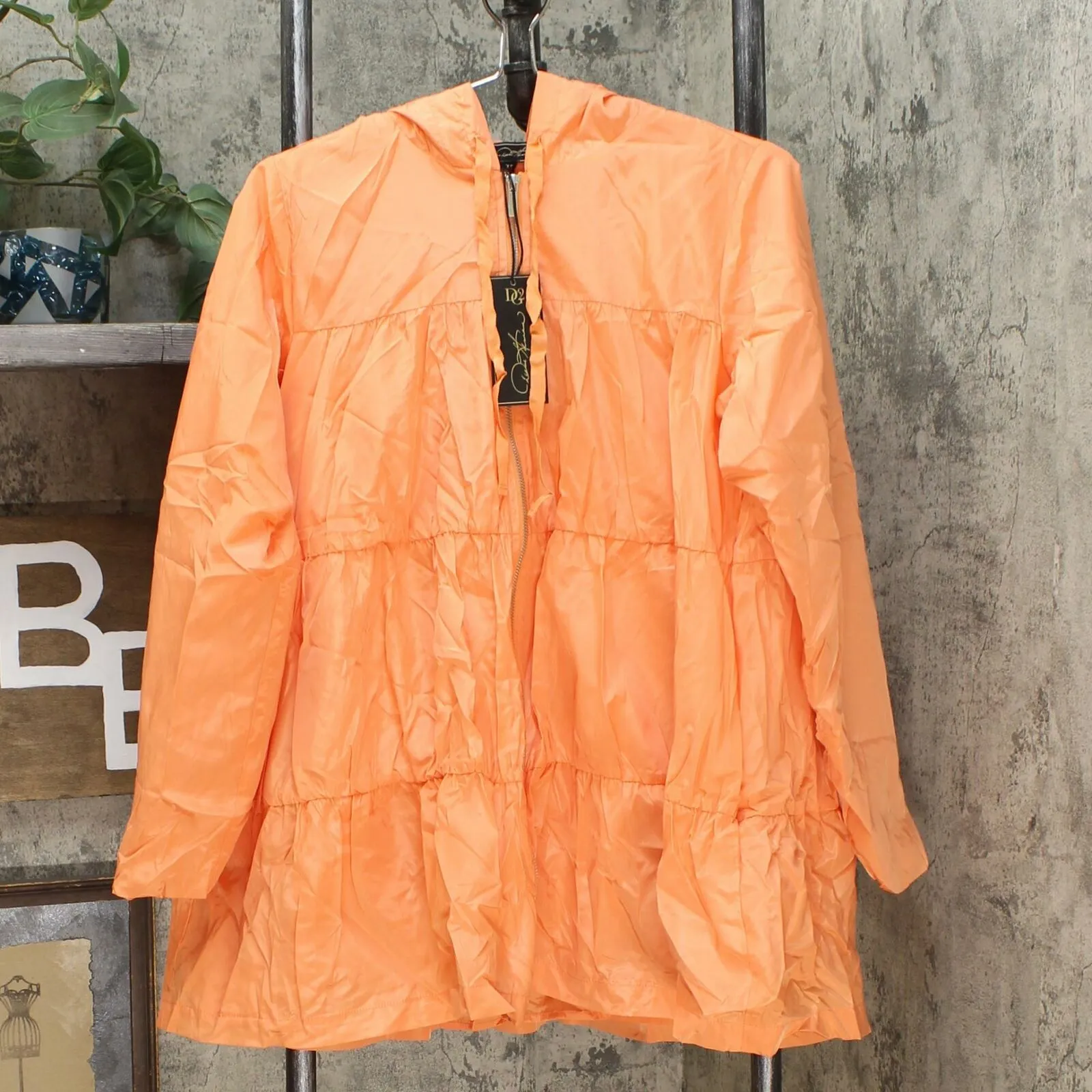 DG2 by Diane Gilman Women's Water-Resistant Hooded Tiered Raincoat