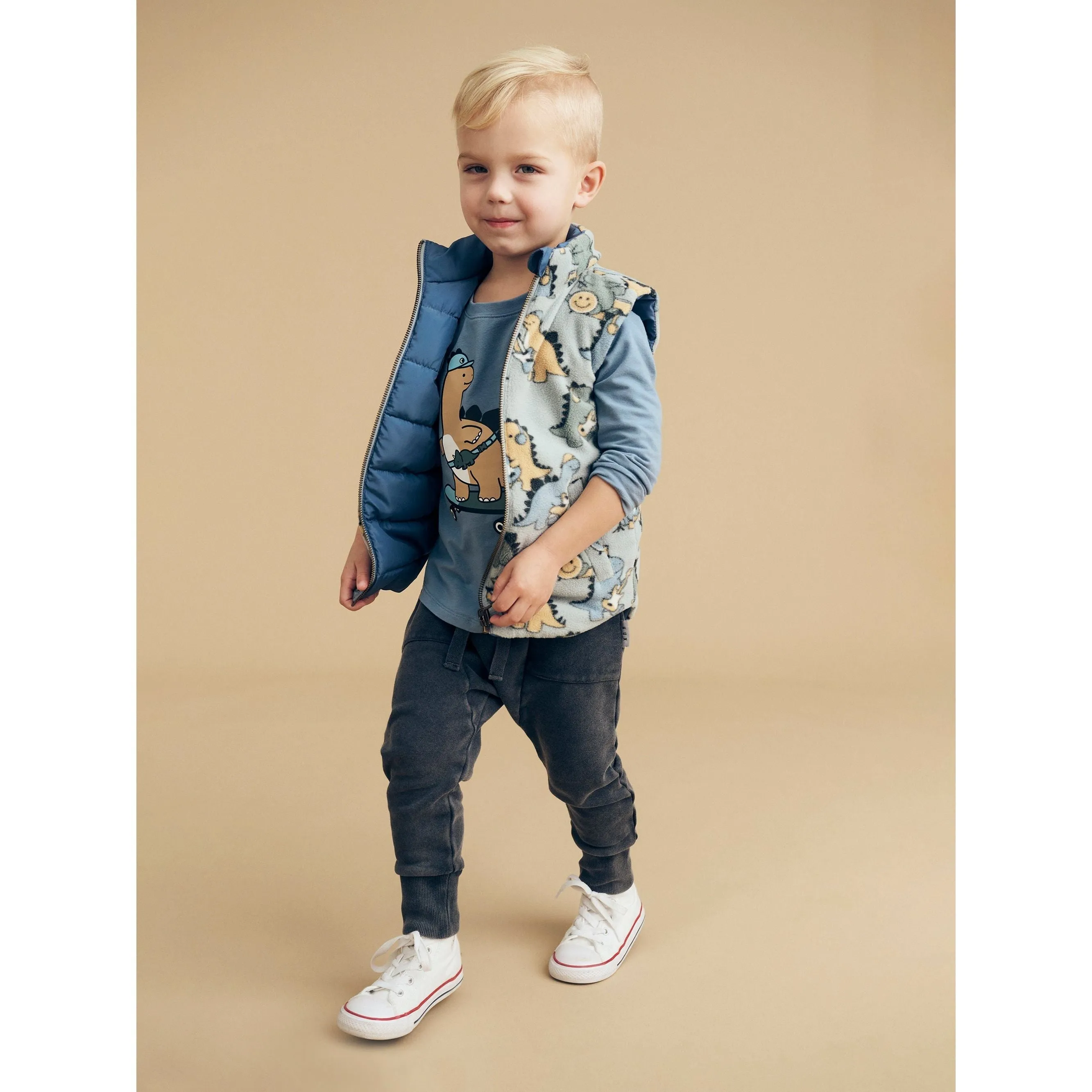 Dino Band Reversible Fleece Vest