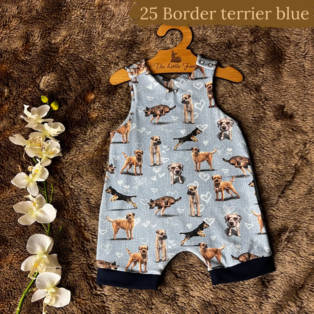 Dog Breeds short cuffed Romper 0-4 years