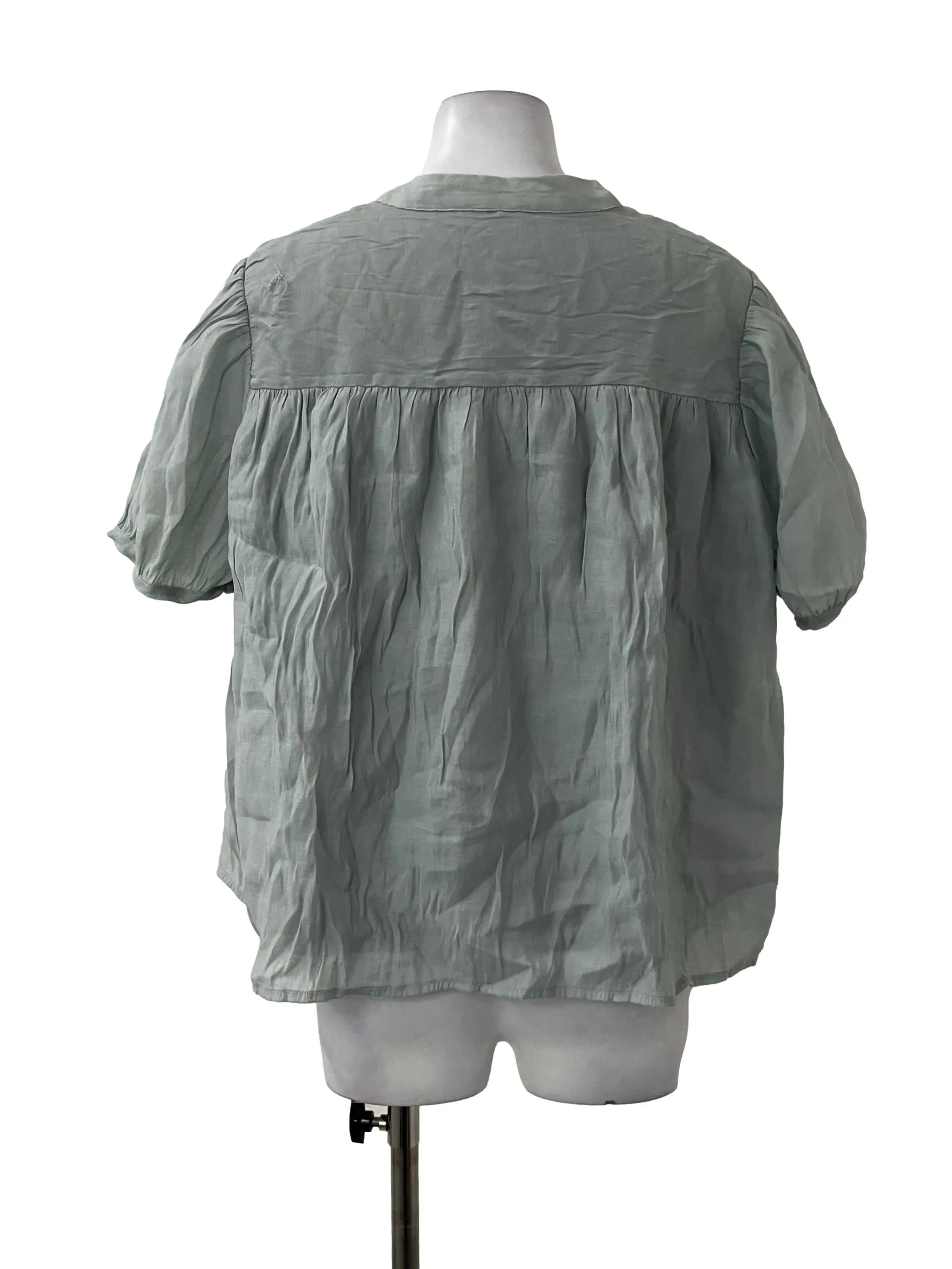 Dusty Blue Pleated Top