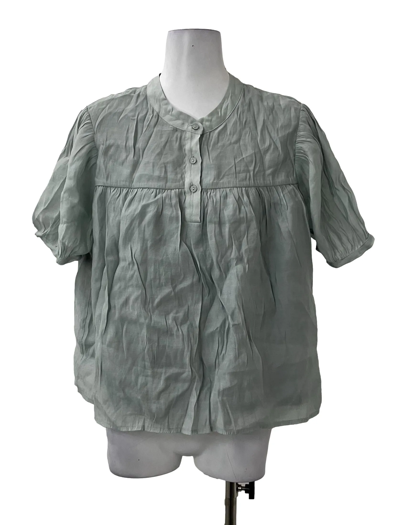 Dusty Blue Pleated Top