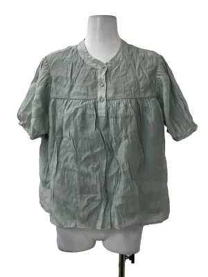 Dusty Blue Pleated Top