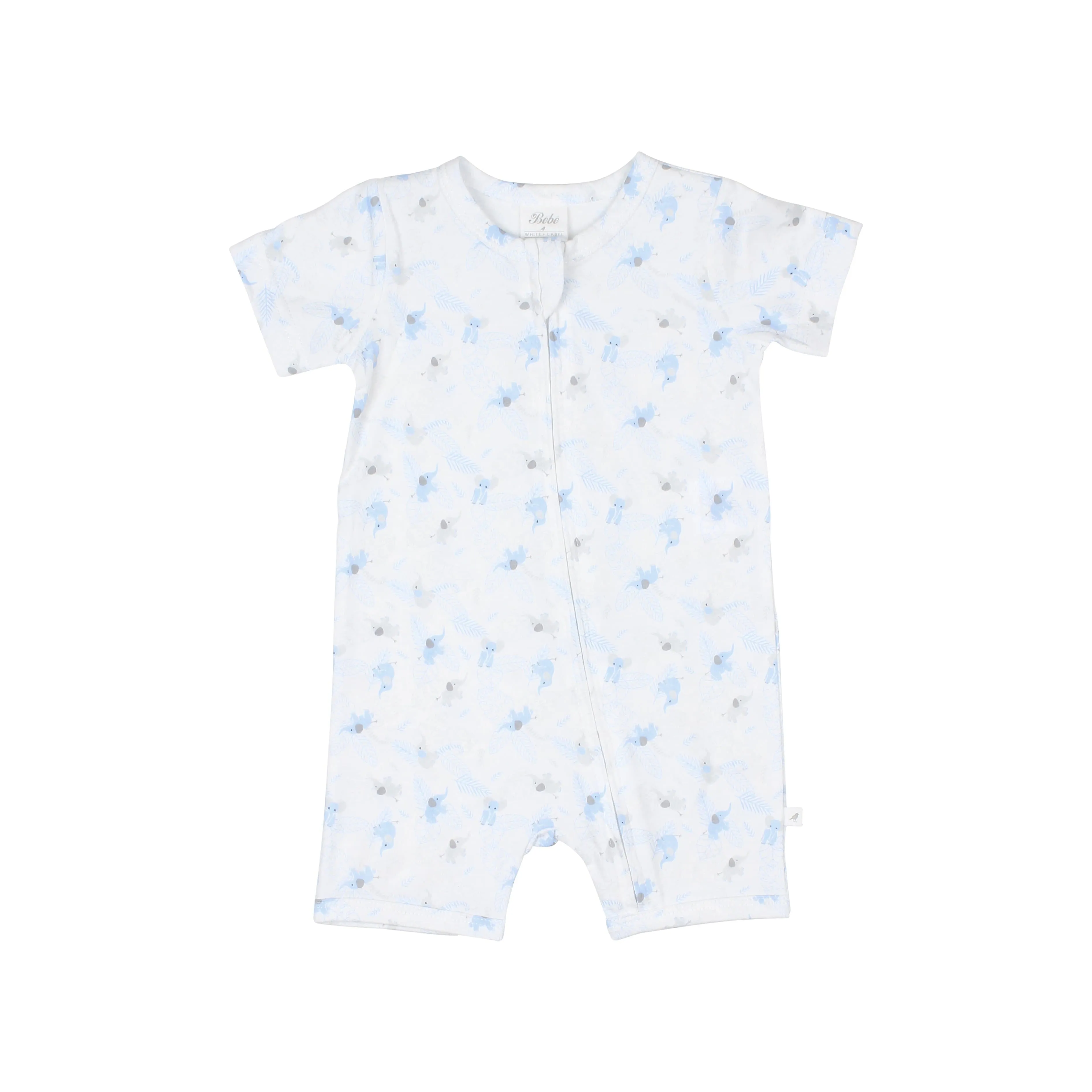 Elephant Short Sleeve Zip Romper