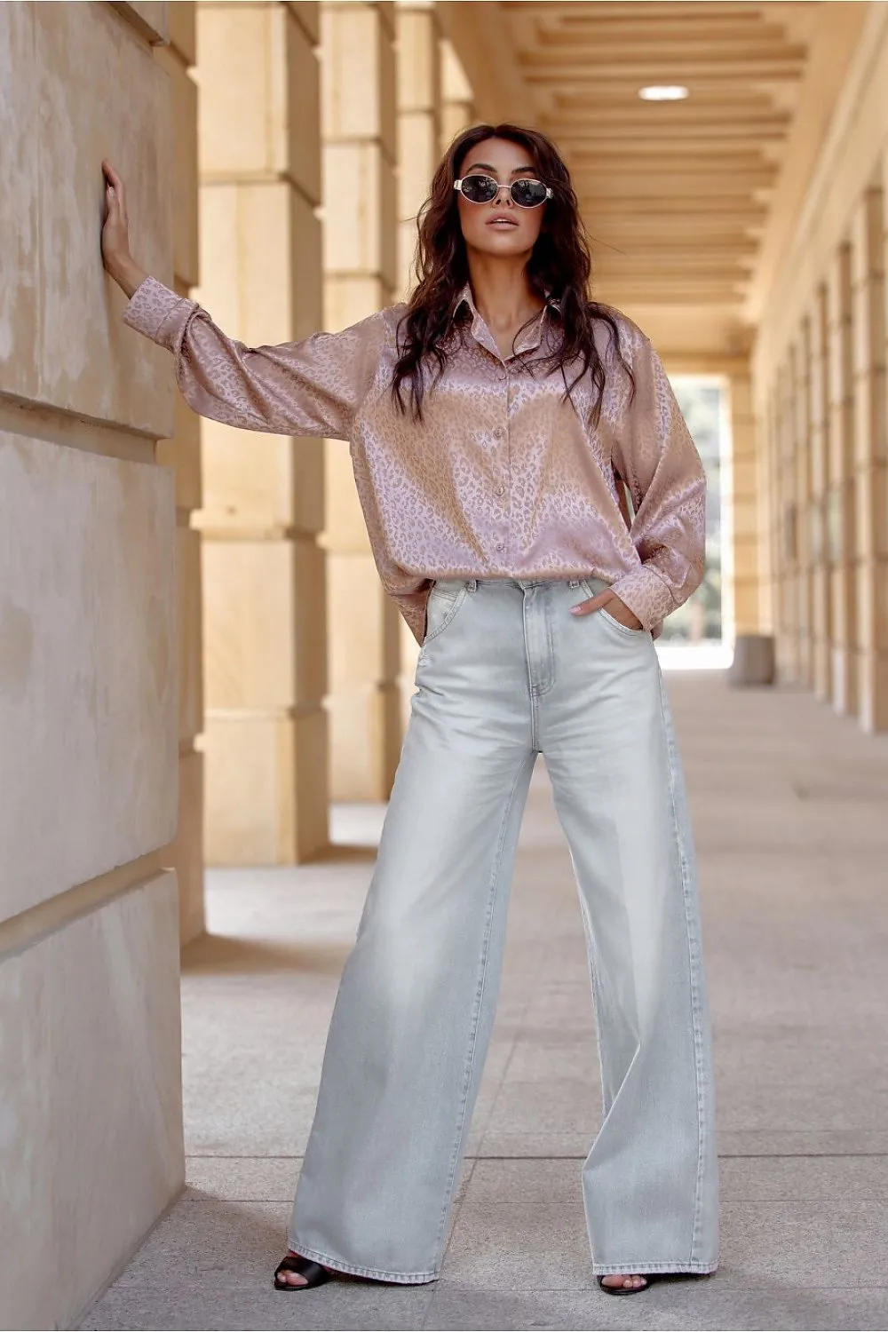 Embossed Leopard Longline Shirt