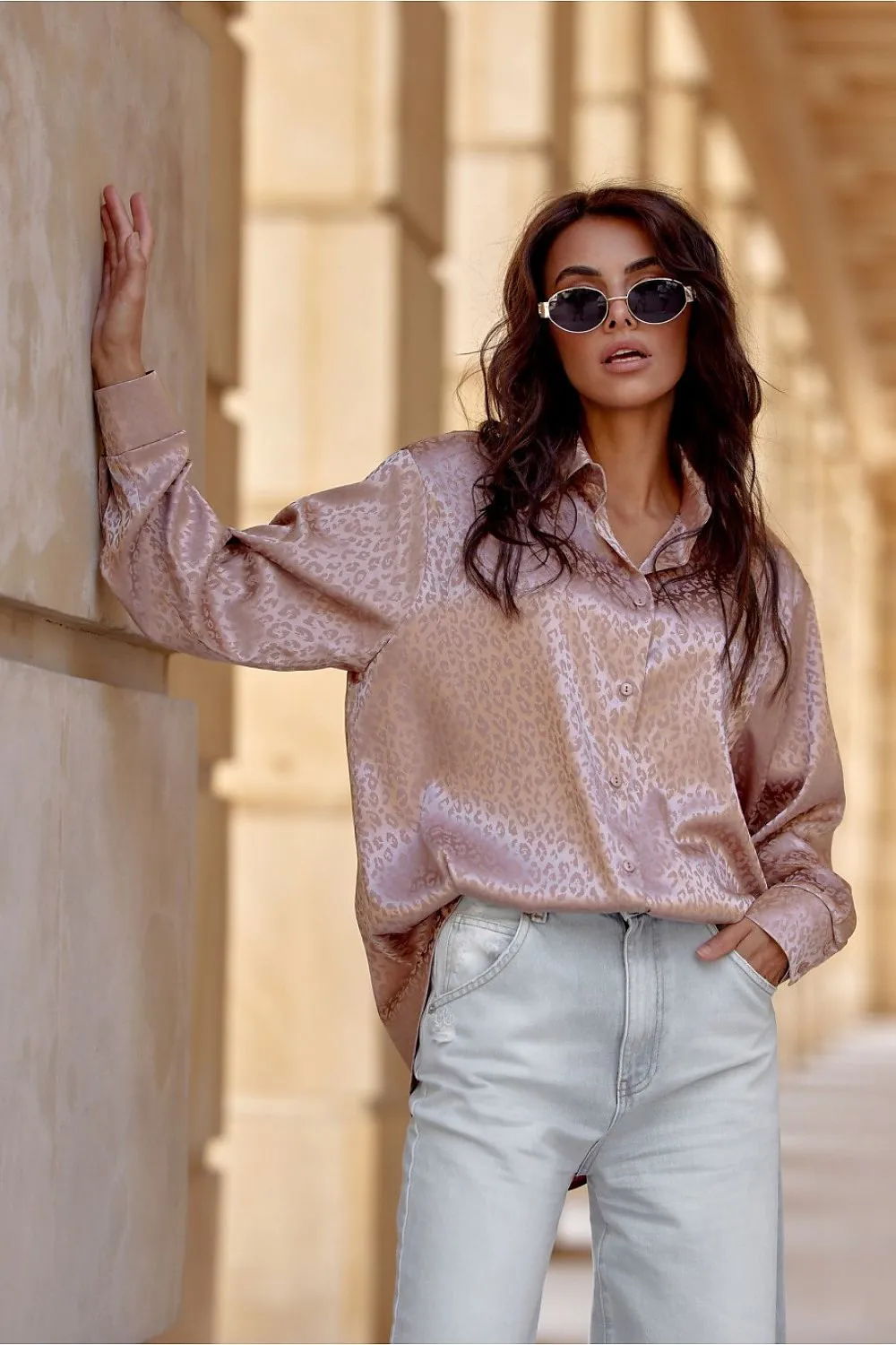 Embossed Leopard Longline Shirt