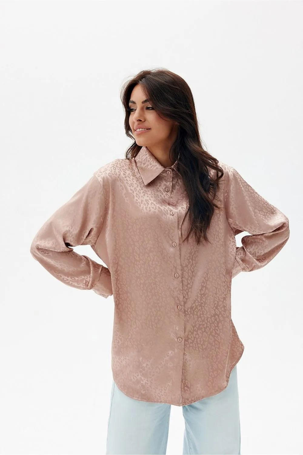 Embossed Leopard Longline Shirt