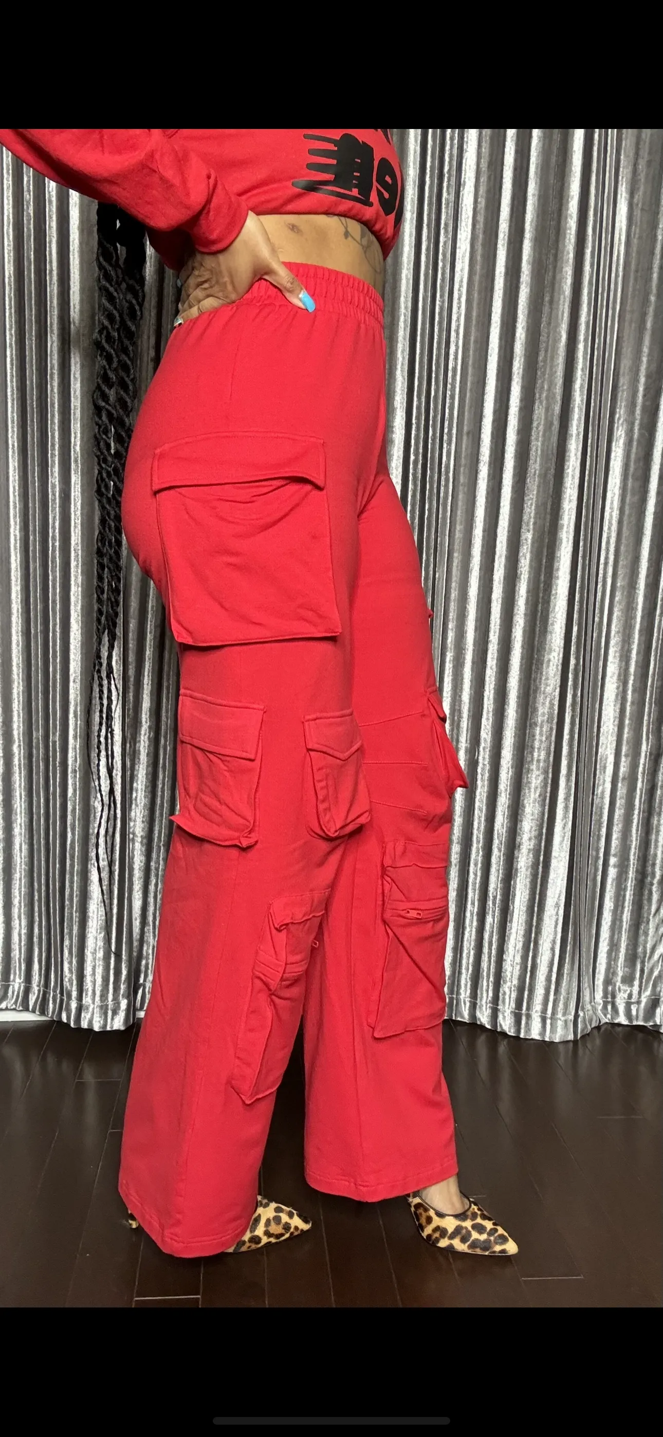 Emily Cargo Joggers (Red and Raspberry)
