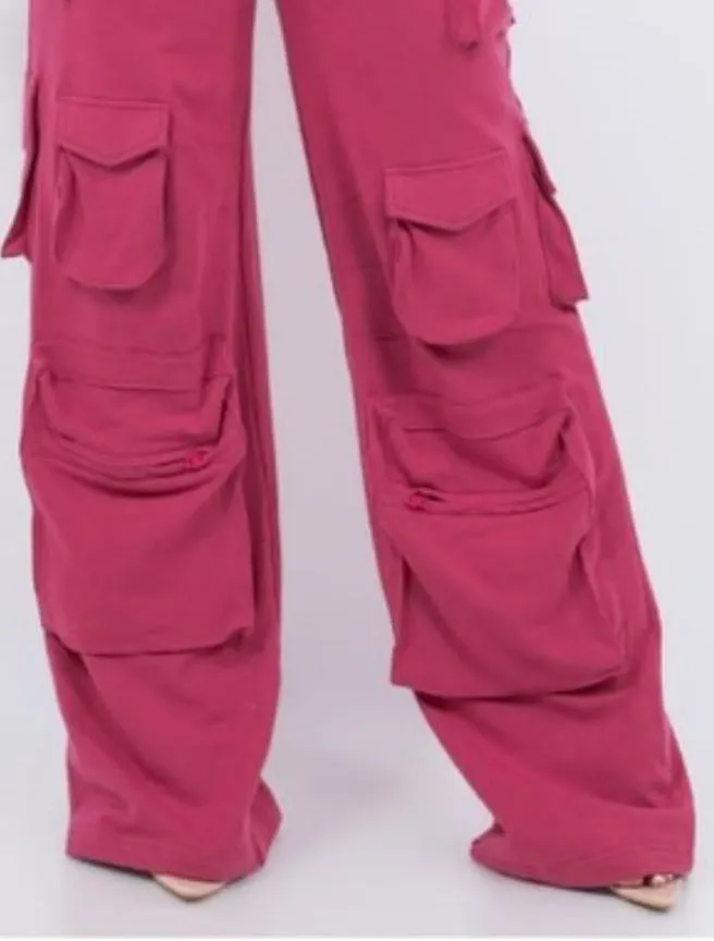 Emily Cargo Joggers (Red and Raspberry)