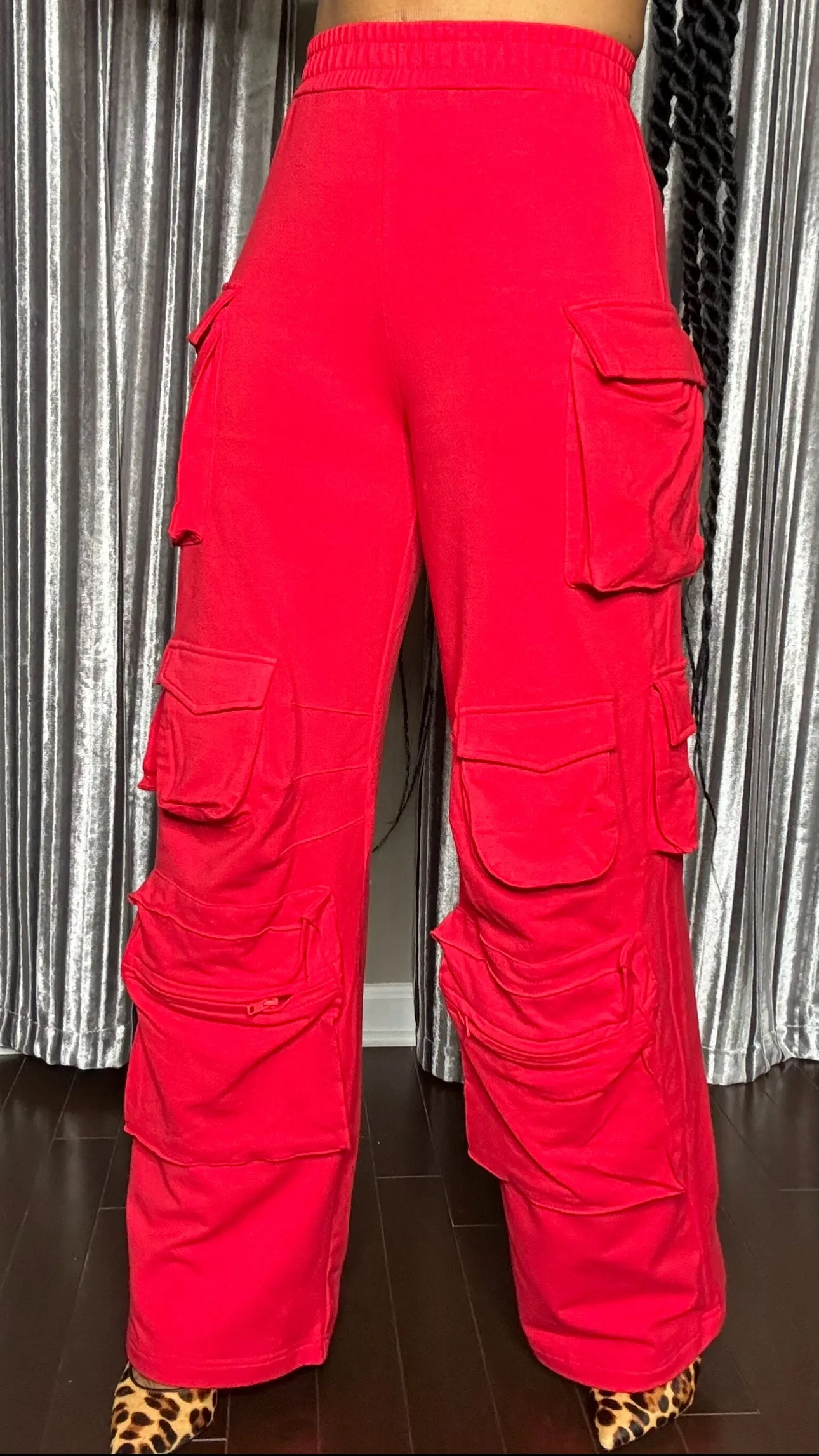 Emily Cargo Joggers (Red and Raspberry)