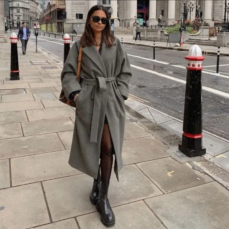 Evelina Long Belted Wool Blend Coat