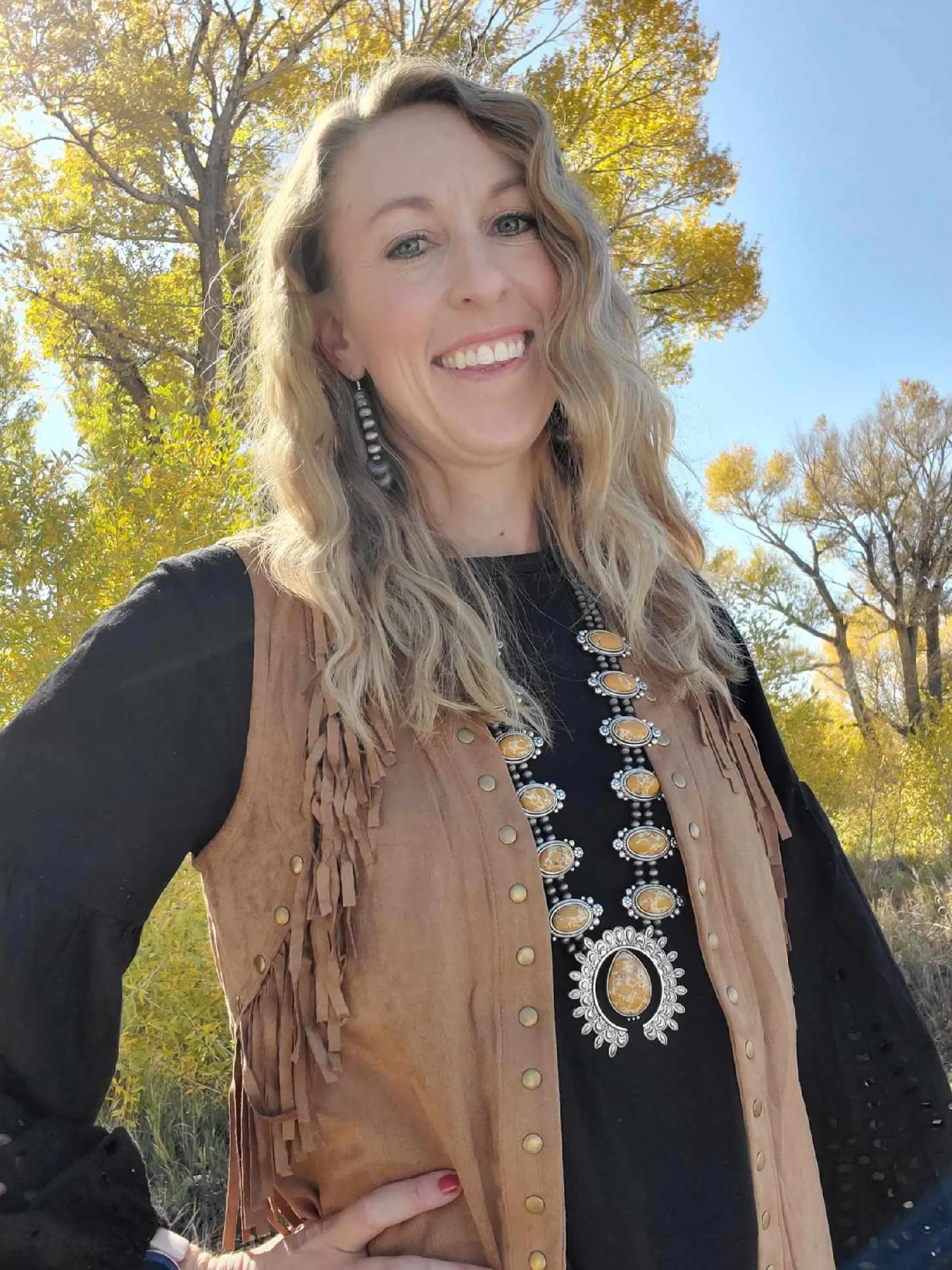 Faux Suede Fringed Vest