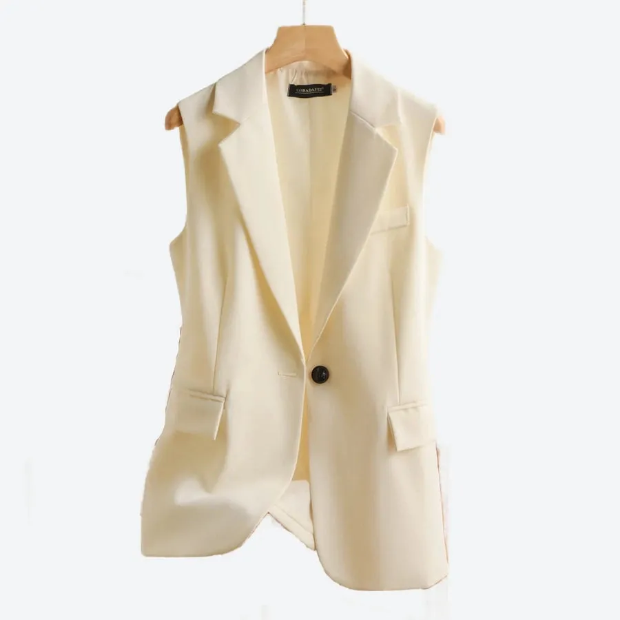 Formal Sleeveless Buttoned Blazer Vests