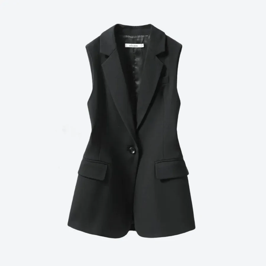 Formal Sleeveless Buttoned Blazer Vests