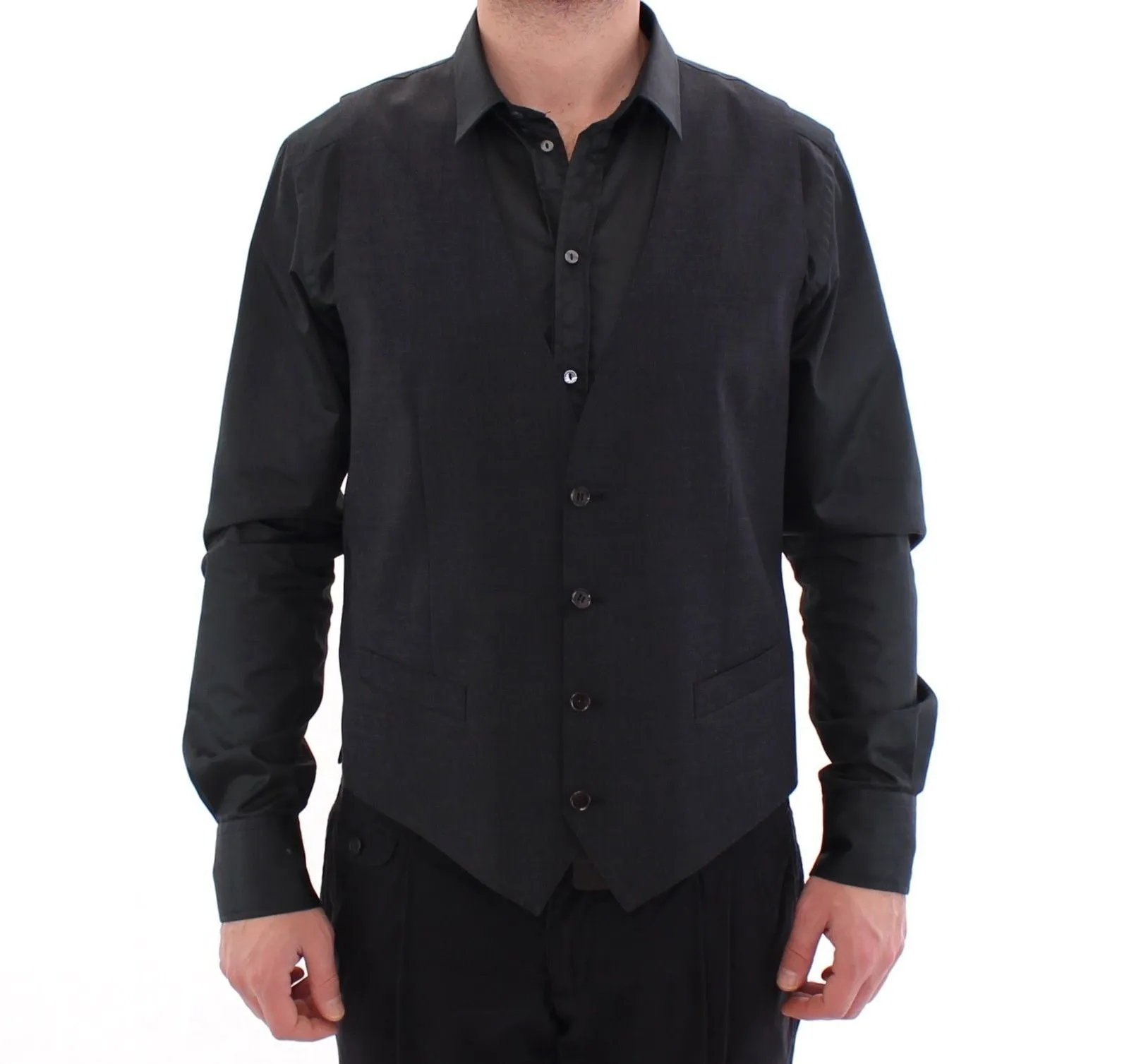 Gray Wool Mens Formal Dress Vest Gilet