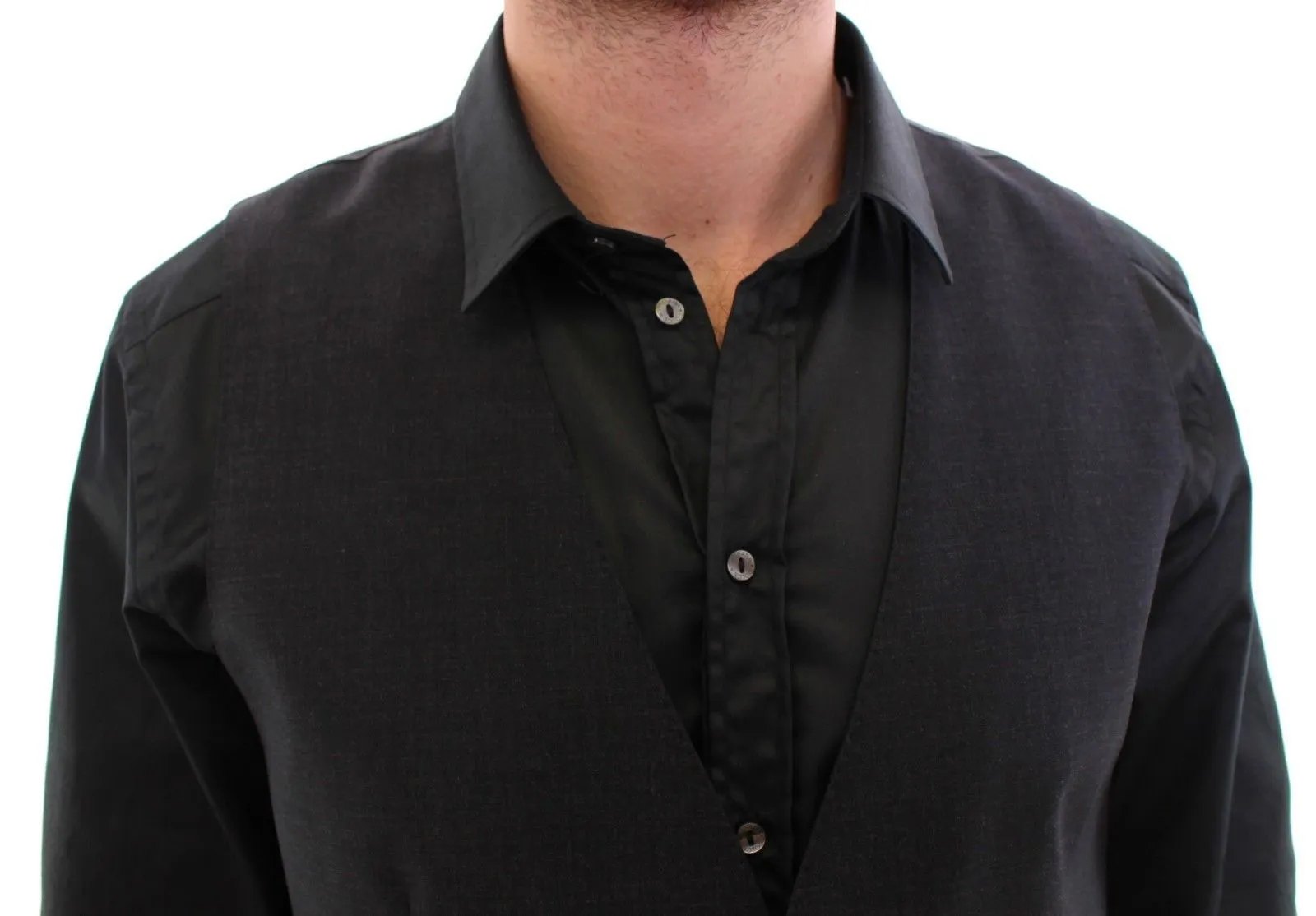 Gray Wool Mens Formal Dress Vest Gilet