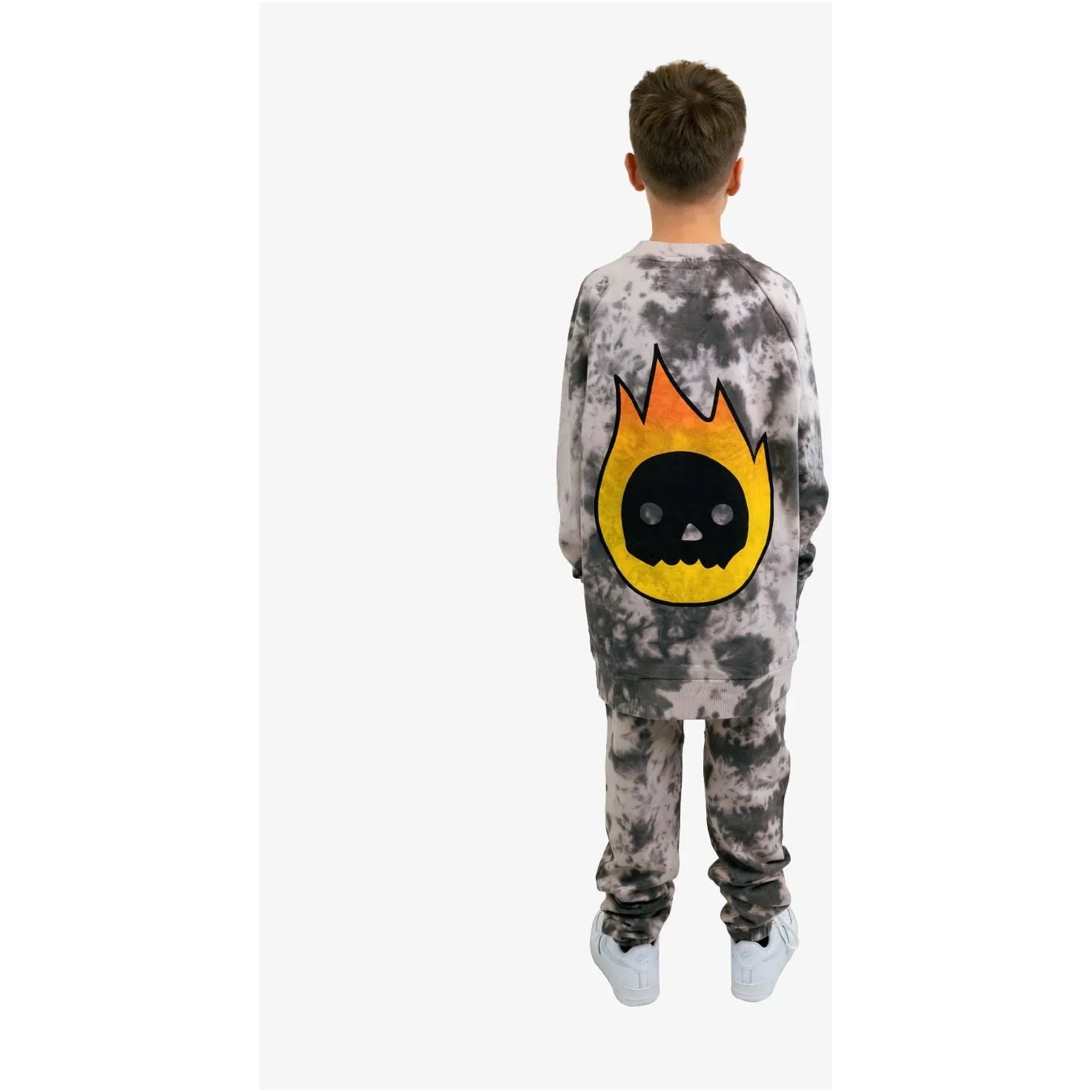 Grey Tie-Dye Flame Guy Joggers