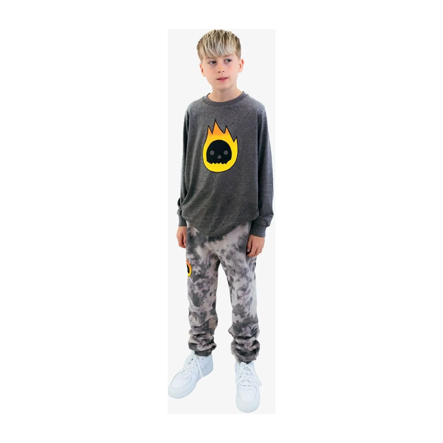 Grey Tie-Dye Flame Guy Joggers