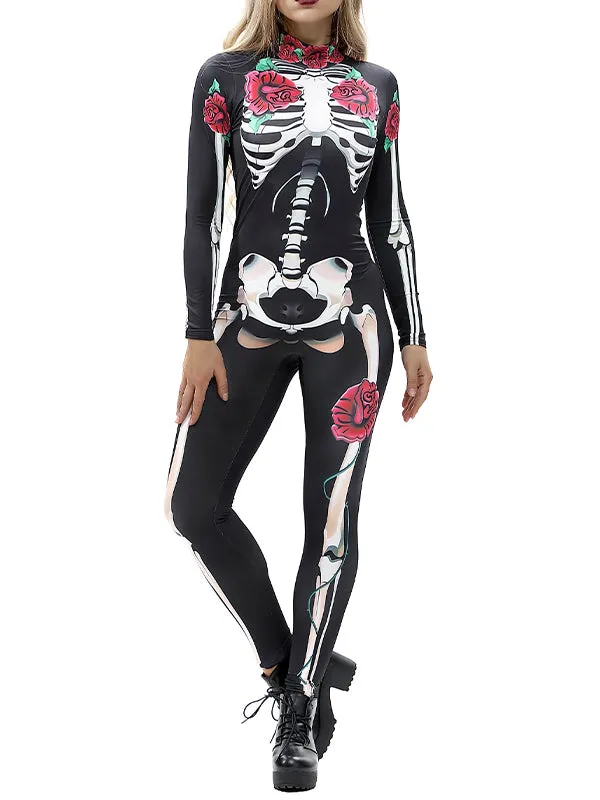 Halloween Skeleton Long Sleeve Jumpsuit