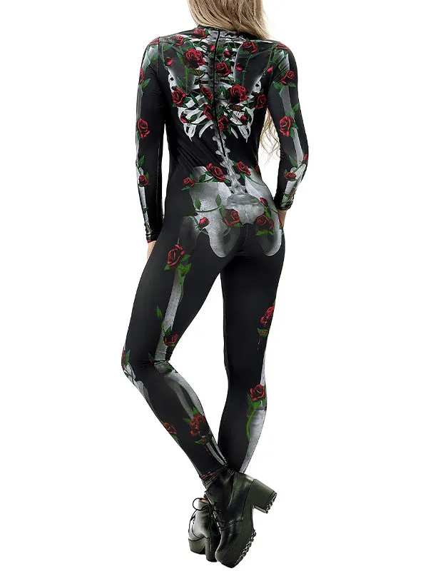 Halloween Skeleton Long Sleeve Jumpsuit